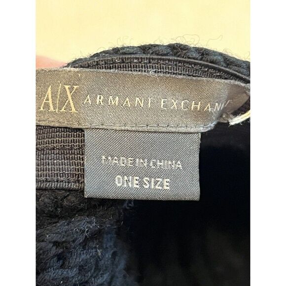 ARMANI EXCHANGE Women's Black Knit Cap Hat - Picture 4 of 5